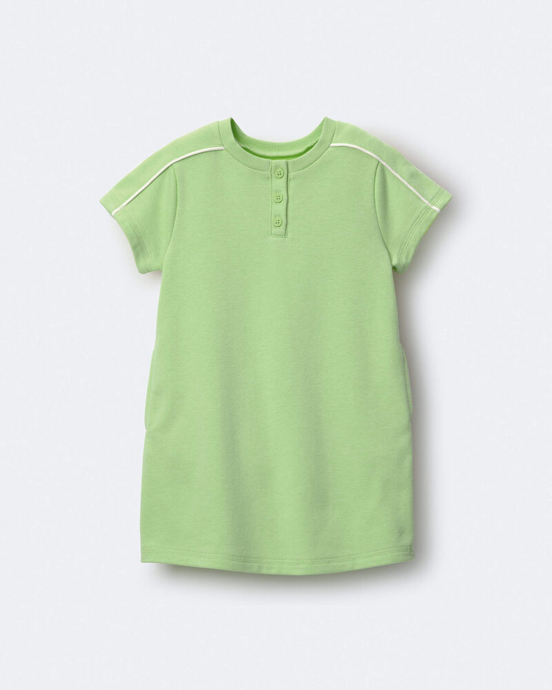 Tout-petit fille - Robe t-shirt henley - Vert lime, image 2 sur 6 diapositives