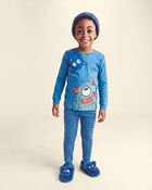 Boys 4-Piece Monster 100% Cotton Snug Fit Pyjama Set - Blue, image 5 of 6 slides