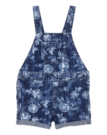 Enfant en bas âge Salopette courte en denim emblématique à fleurs - Bleu, 