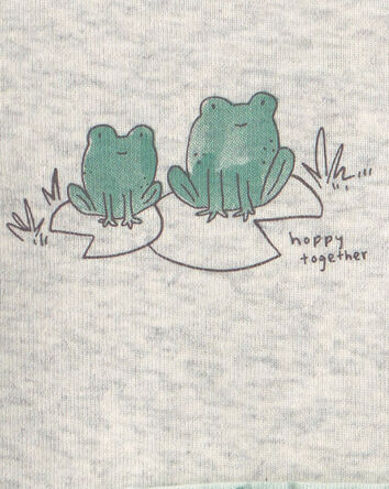 B&eacute;b&eacute; - Ensemble 3 pi&egrave;ces cache-couche et pantalon &agrave; motif grenouille &ndash; Vert/Gris, 