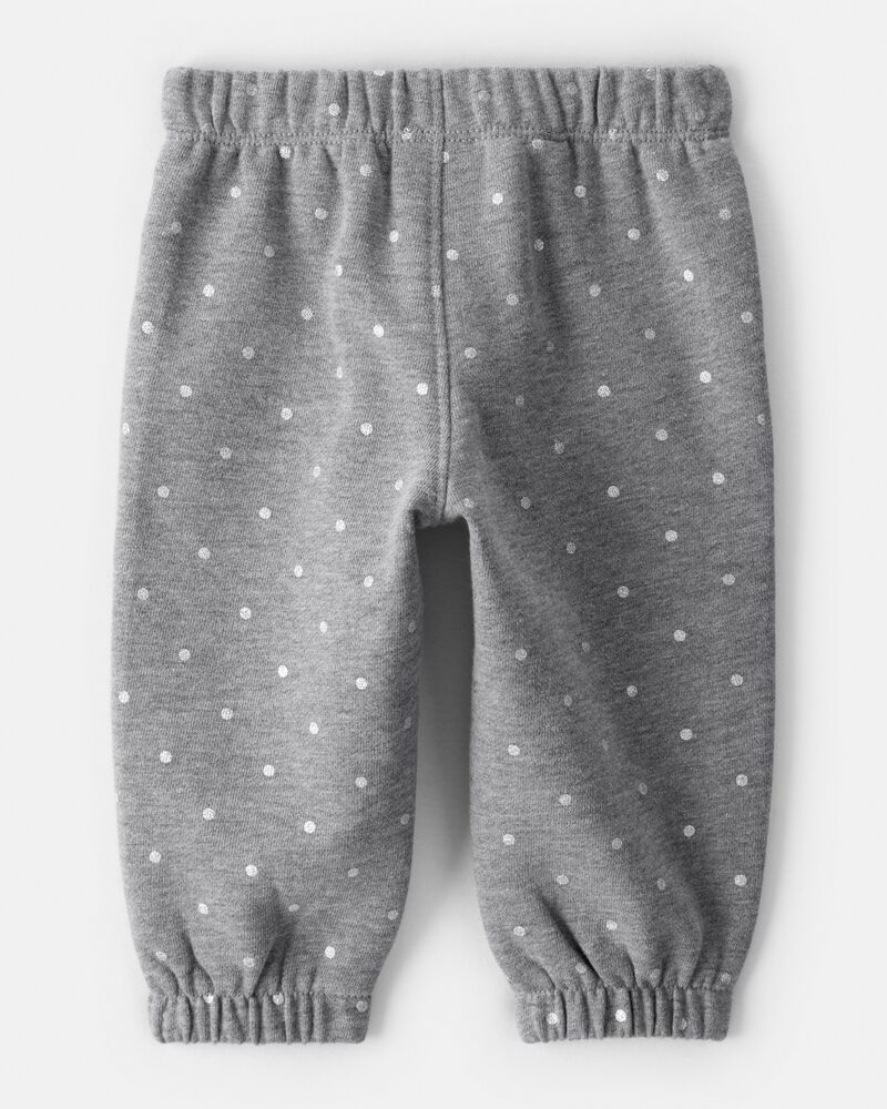 Baby Girl Polka Dot Fleece Pants - Grey, image 2 of 4 slides