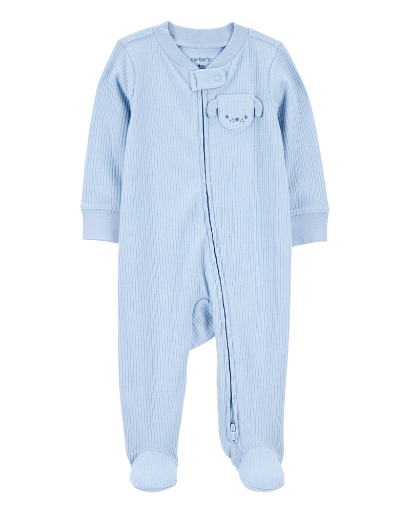 Baby Dog Pocket 2-Way Zip Ribbed Sleeper pyjamas, image 1 of 5 slides
