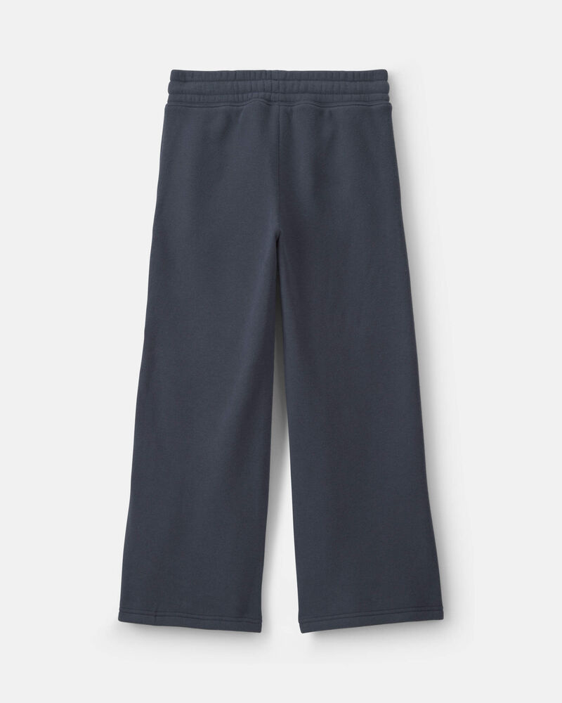 Girls Fleece Wide-Leg Active Pants - Navy Blue, image 2 of 4 slides