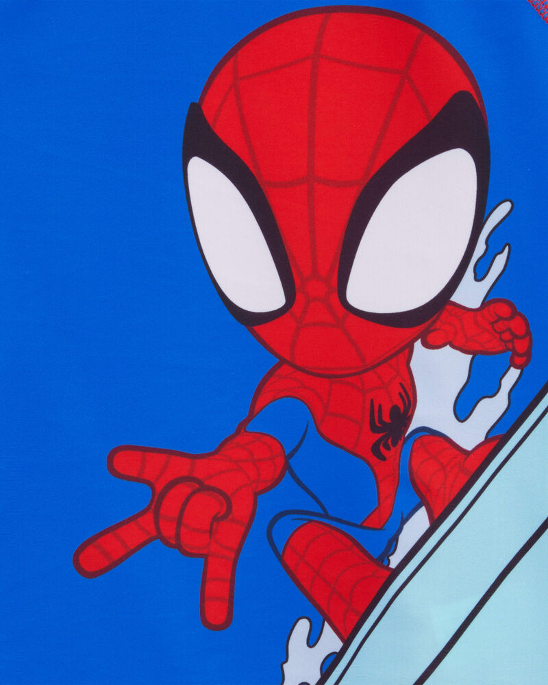 Toddler Boy Marvel&trade; Spider-Man Long-Sleeve Rashguard Swim Top - Red/Blue, image 2 of 2 slides