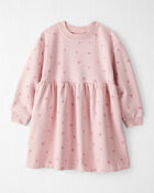 Toddler Girl French Terry Dress Made with Organic Cotton in Blush Petals Print, image 1 of 5 slides