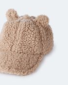 Toddler Bear Sherpa Baseball Hat - Tan, image 4 of 5 slides