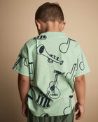 Tout-petit - T-shirt d&eacute;contract&eacute; &agrave; imprim&eacute; de th&egrave;me musical - Vert, image 5 sur 6 diapositives
