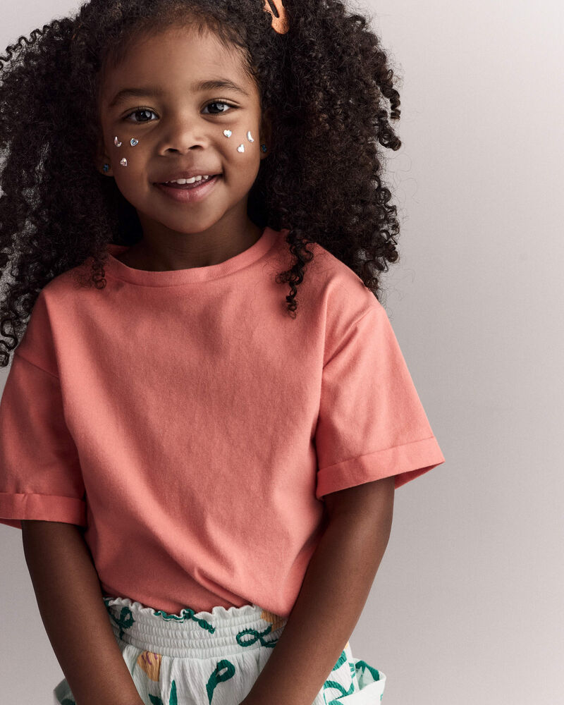 Toddler Rolled Cuff Tee - Orange, image 1 of 6 slides