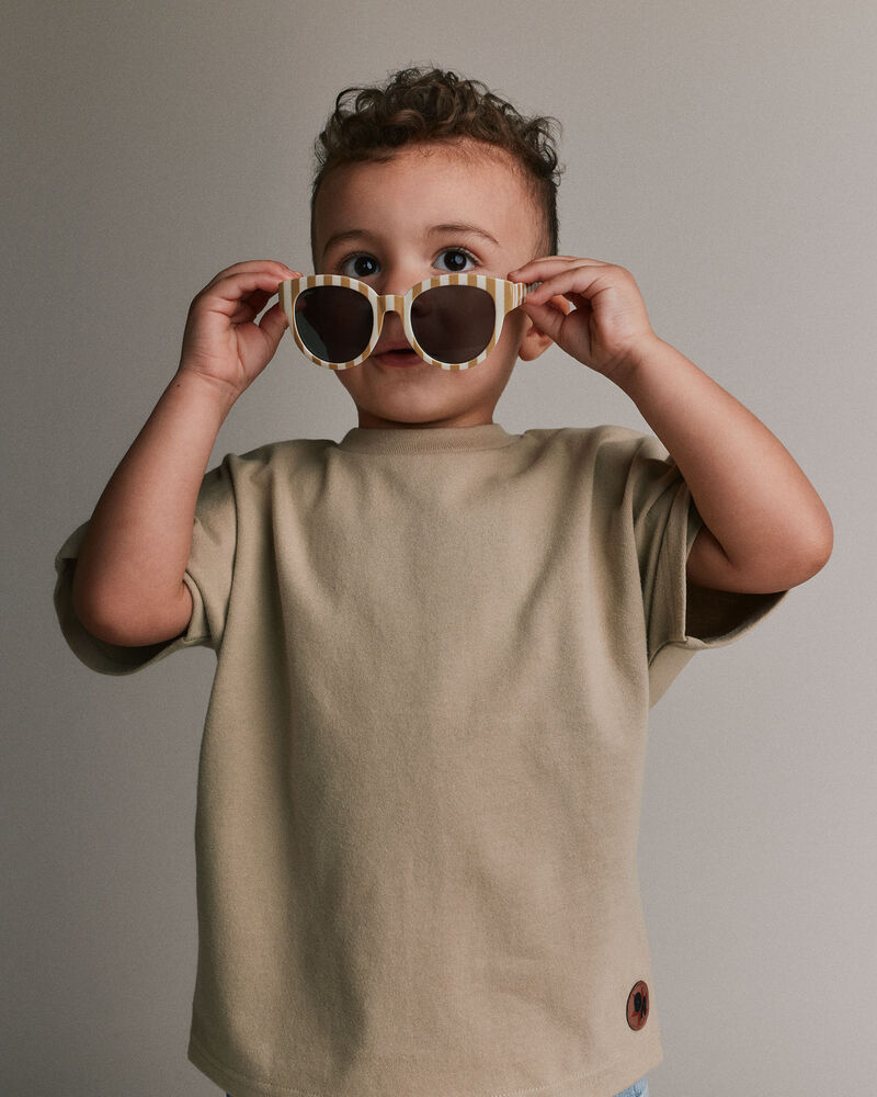 Toddler Stripe Sunglasses - Cream/Beige, image 1 of 6 slides