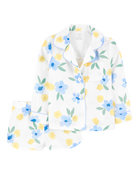 Enfant en bas âge Pyjama 2 pièces côtelées et amples à motifs de fleurs, image 1 sur 3 diapositives