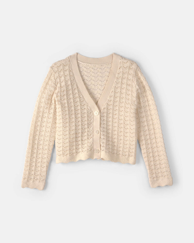 Filles - Cardigan boutonn&eacute; en tricot - Cr&egrave;me, image 1 sur 2 diapositives