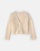 Filles - Cardigan boutonn&eacute; en tricot - Cr&egrave;me, image 1 sur 2 diapositives