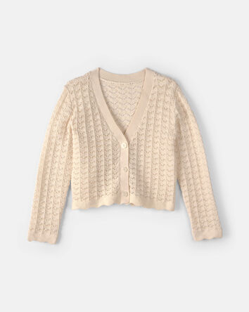 Girls Button-Down Knit Cardigan Sweater - Cream, 