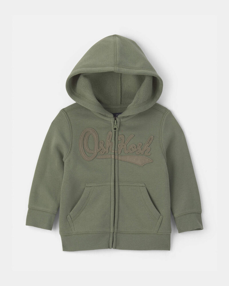 Baby Boy Oshkosh Logo Fleece Zip Hoodie - Green, image 1 of 3 slides