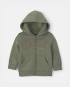 Baby Boy Oshkosh Logo Fleece Zip Hoodie - Green, image 1 of 3 slides