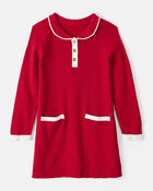 Toddler Girl Cotton Long-Sleeve Occasion Dress - Red, image 1 of 4 slides