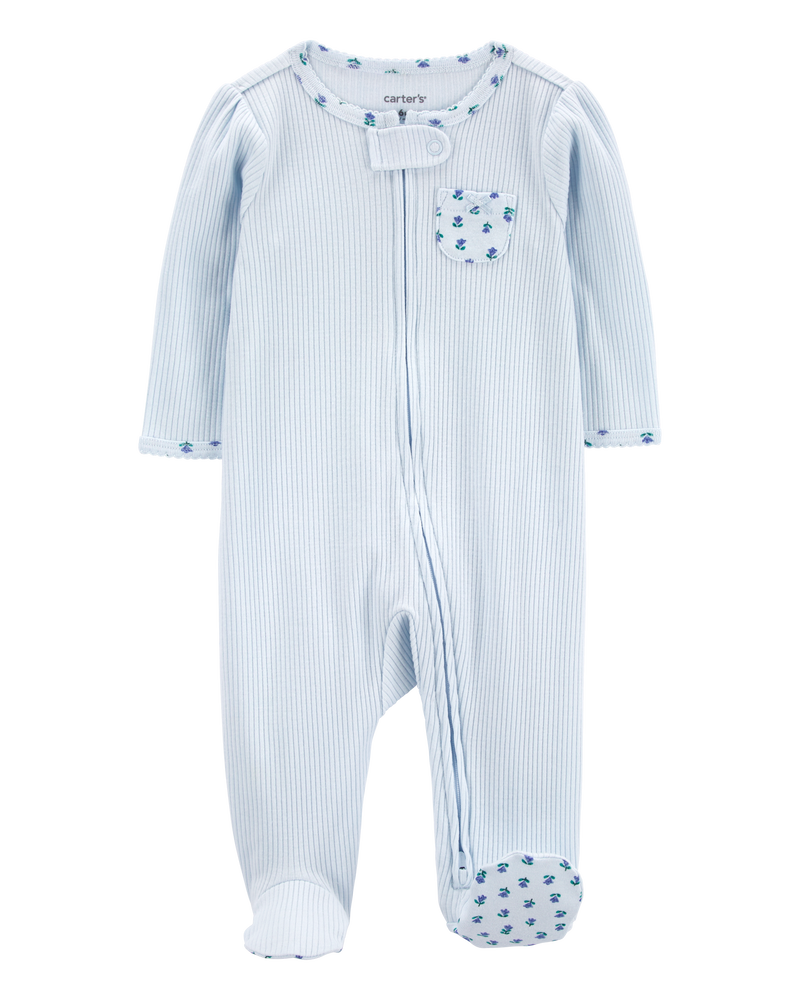 Baby Floral 2-Way Zip Thermal Sleeper Pyjamas, image 2 of 6 slides