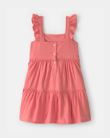 Toddler Girl Ruffle-Sleeve Tiered Dress - Orange, 