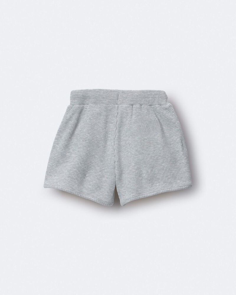 Toddler Waffle Knit Dolphin-Hem Short - Heather Grey, image 5 of 6 slides