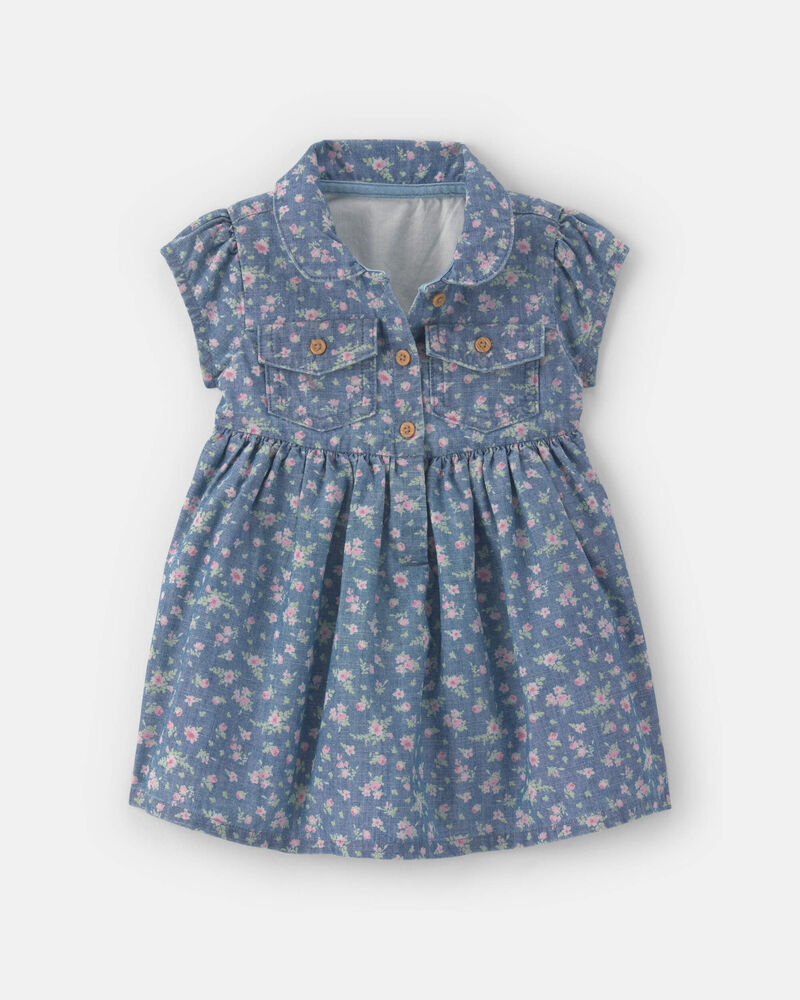 Baby Girl Floral Chambray Dress, image 1 of 5 slides