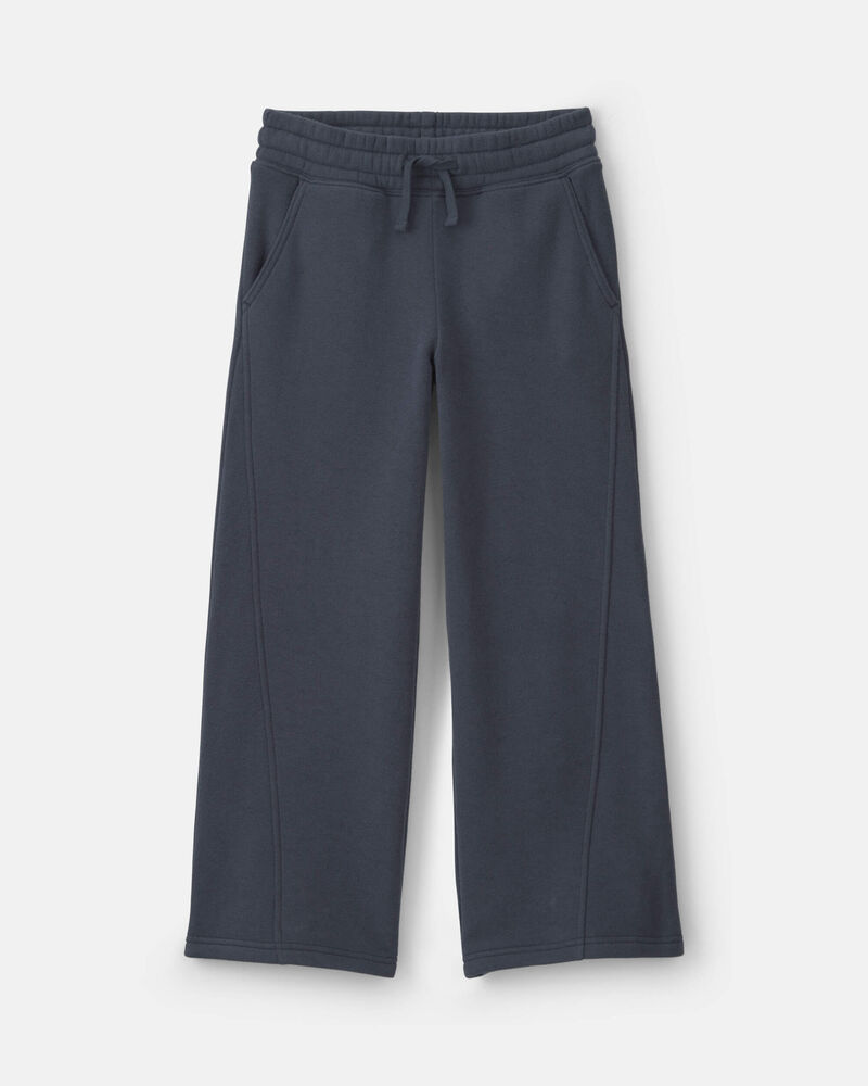 Girls Fleece Wide-Leg Active Pants - Navy Blue, image 1 of 4 slides