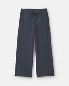 Girls Fleece Wide-Leg Active Pants - Navy Blue, image 1 of 4 slides