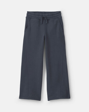 Girls Fleece Wide-Leg Active Pants - Navy Blue, 
