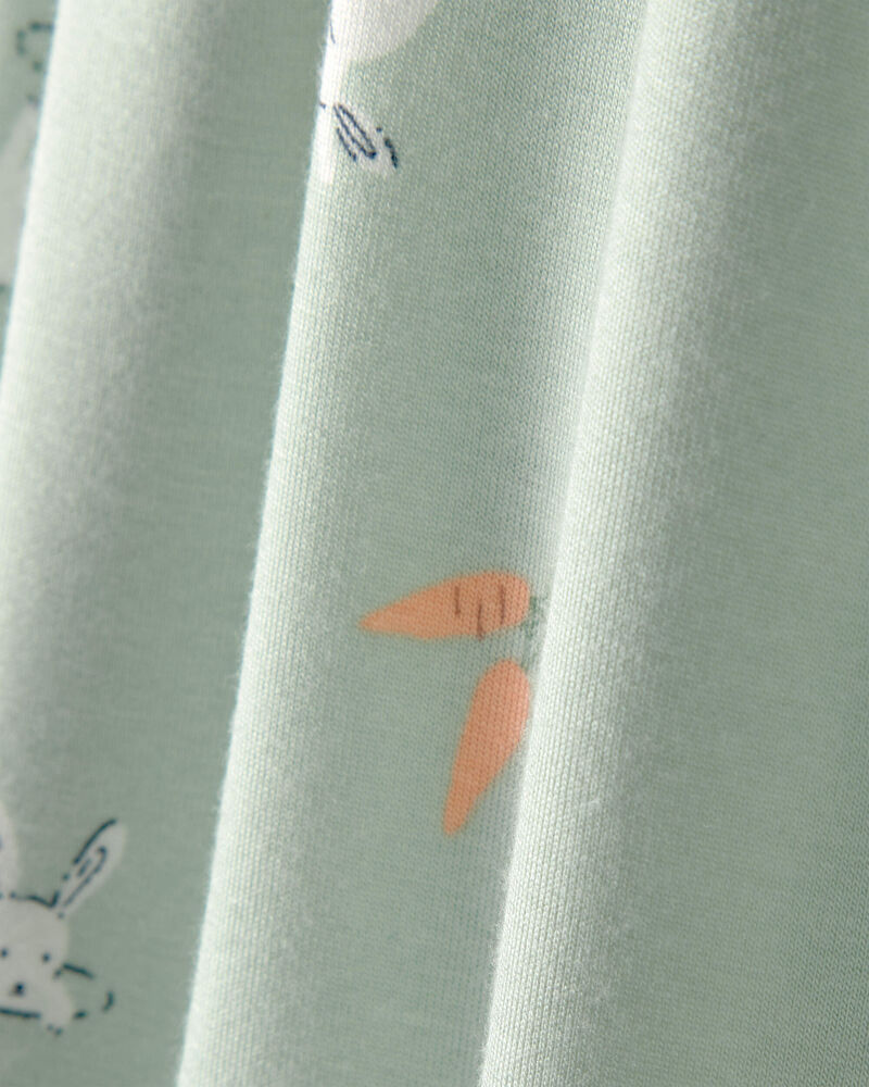 Toddler Bunny PurelySoft 1-Piece 2-Way Zip Pyjama - Green, image 4 of 6 slides