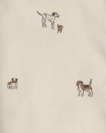 Boys Dog Long-Sleeve Button-Down Shirt - Cream, 