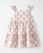 Baby Girl Organic Cotton Floral Tiered Dress, image 1 of 6 slides