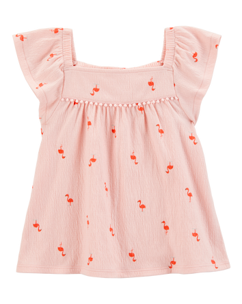 Toddler Flamingo Pom Pom Fashion Top - Pink, 