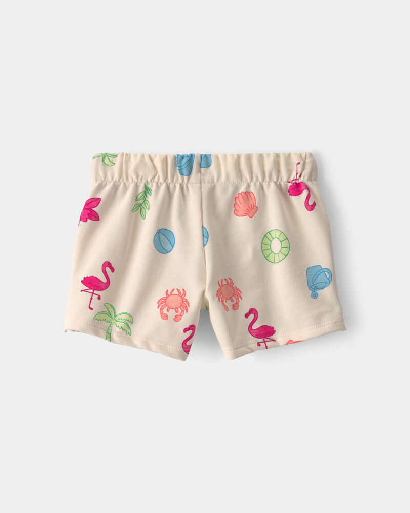 Baby Girl Beach French Terry Shorts - Cream, image 2 of 4 slides