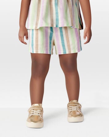 Toddler Striped Pull-On Linen Shorts, 
