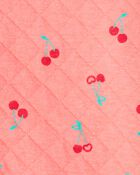 Baby Girl 3-Piece Cherry Quilted Cardigan Outfit Set - Pink, image 2 of 5 slides