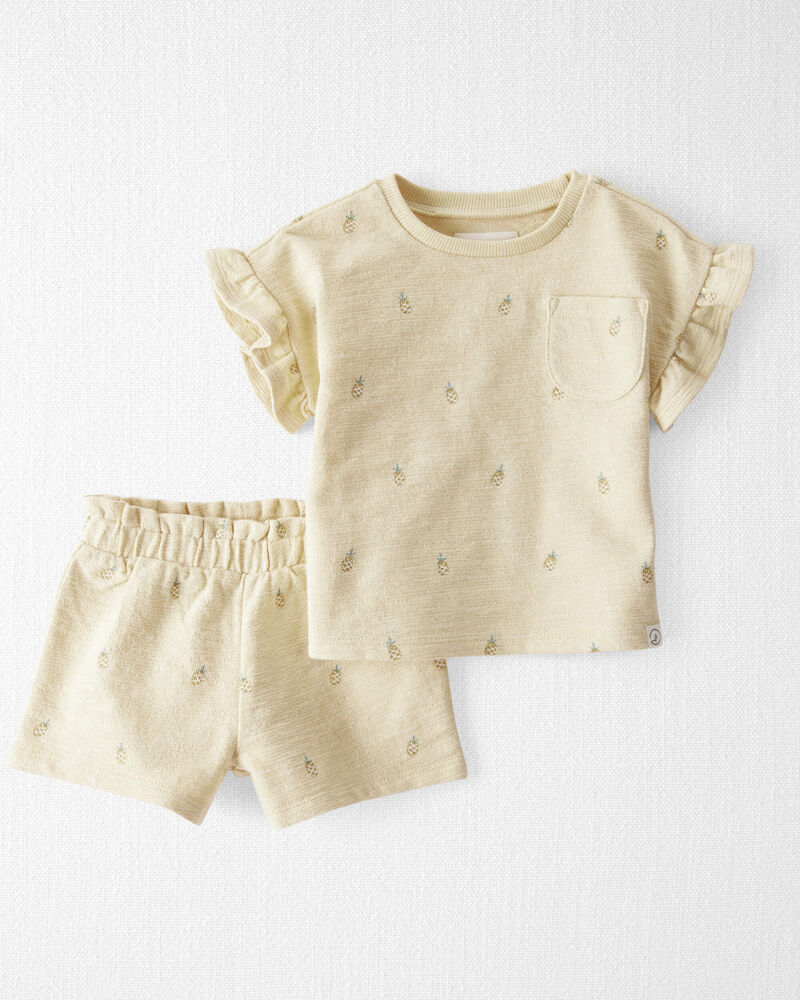 Baby Girl 2-Piece Pineapple-Print Set Made With Organic Cotton, image 1 of 5 slides
