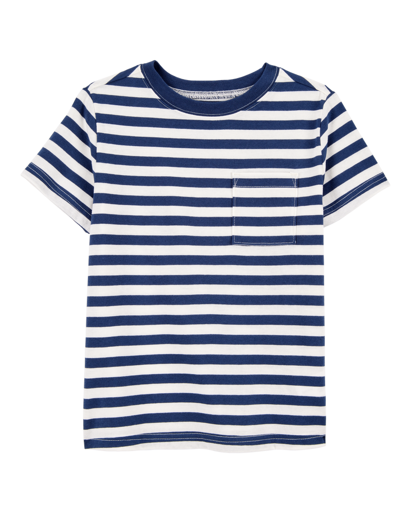 Kid Striped Short-Sleeve Pocket Tee - Navy, image 1 of 3 slides