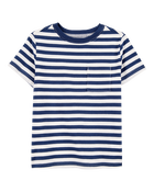 Kid Striped Short-Sleeve Pocket Tee - Navy, image 1 of 3 slides