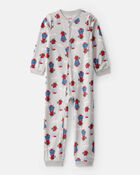 Boys Chili Pepper Print Fleece Long-Sleeve Loose Fit 1-Piece Pyjamas - Grey, image 1 of 3 slides