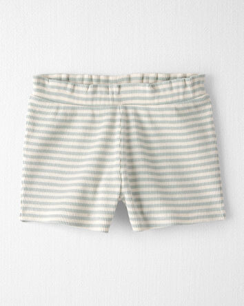 Toddler Girl 2-Piece Organic Cotton Waffle Knit Top & Short Set in Stripes, 