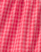 Filles - Short &agrave; ourlet festonn&eacute; &agrave; carreaux - Rouge, image 3 sur 3 diapositives