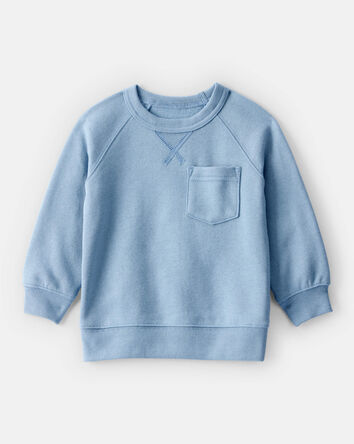 Baby Boy Solid Fleece Long-Sleeve Sweatshirt - Blue, 