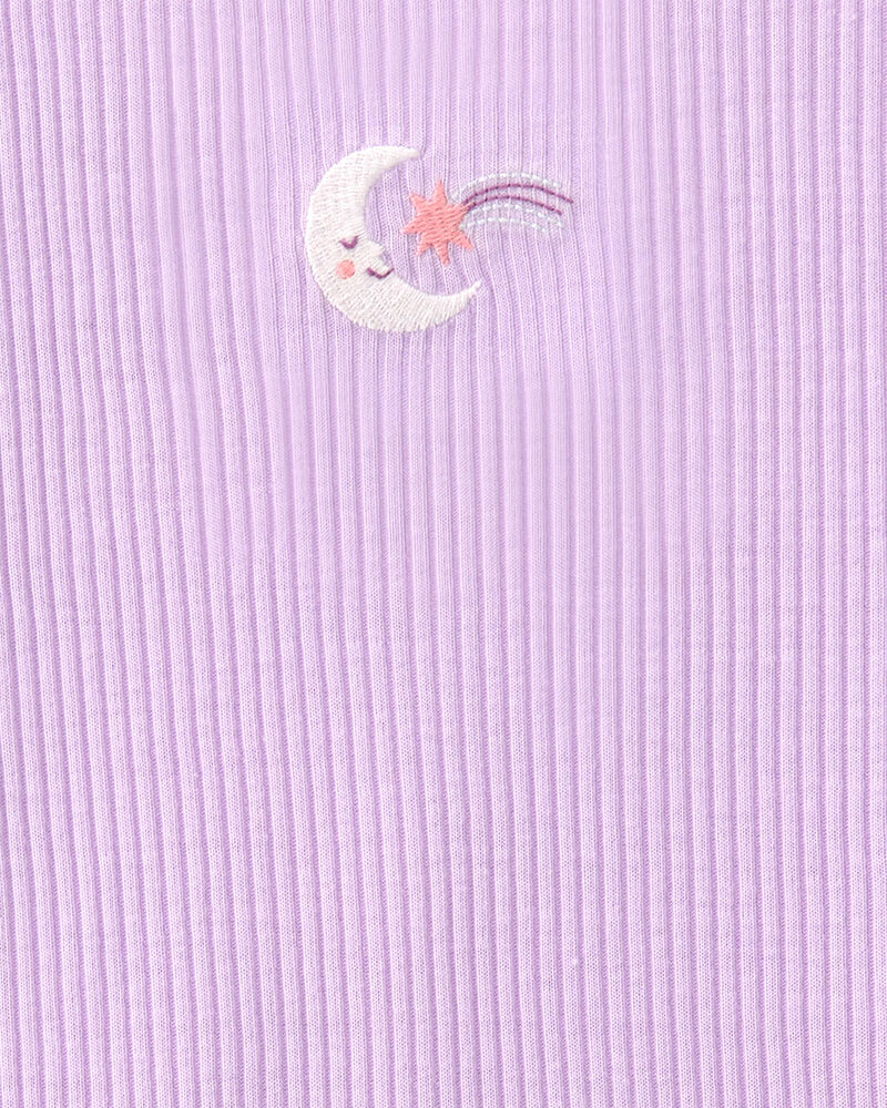 Girls Moon Rib Loose Fit 2-Piece Pyjama Set - Purple, image 4 of 5 slides