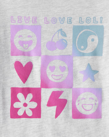 Filles - T-shirt &agrave; manches longues imprim&eacute; Live Love - Gris, 
