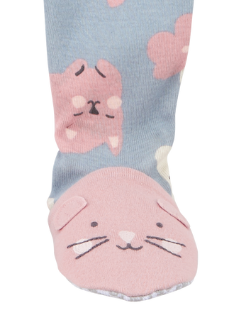 Toddler 1-Piece Cat Print 100% Snug Fit Cotton Footie Pyjamas, 