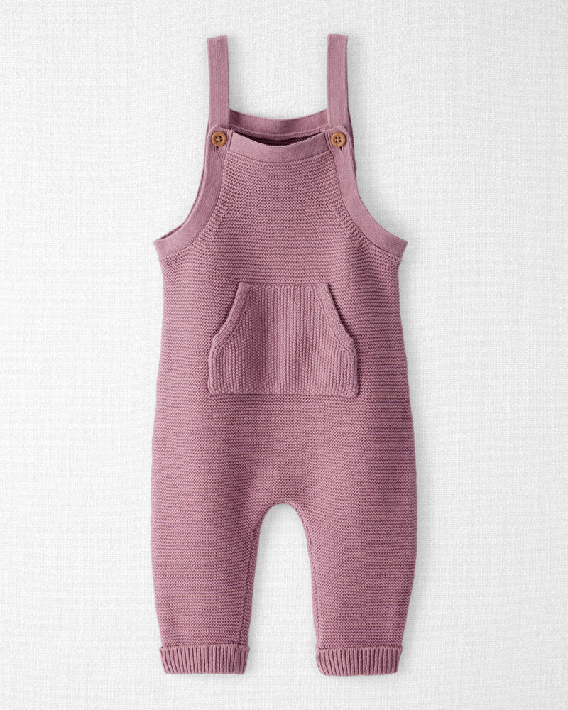 Baby Girl Organic Cotton Sweater Knit Overalls, image 1 of 4 slides