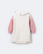 Toddler Girl Colourblock Long-Sleeve Hooded Sweatshirt Dress - Light Heather Grey, image 6 of 7 slides
