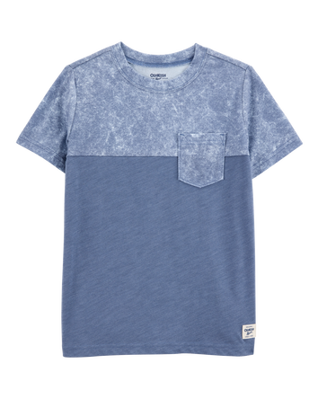 Kid Solid Cotton Blend Short-Sleeve Tee - Blue, 