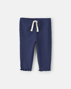 Baby Girl Pull-On Ribbed Leggings - Navy Blue, image 1 of 3 slides