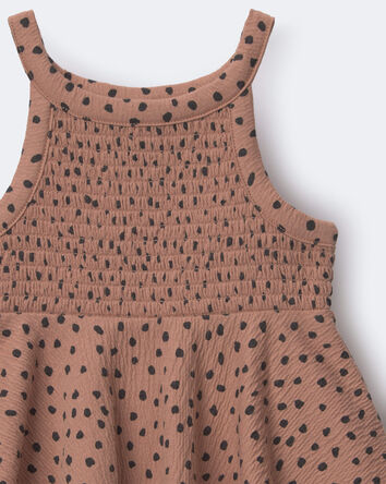 Tout-petit fille - Haut p&eacute;plum &agrave; smocks et imprim&eacute; de pois &ndash; Beige, 