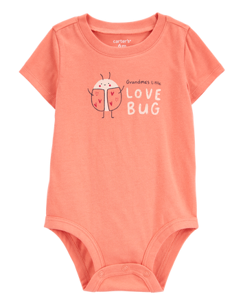 Baby Grandma's Little Love Bug Cotton Bodysuit, 
